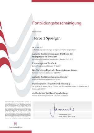 Fortbildungsbescheinigung 2017